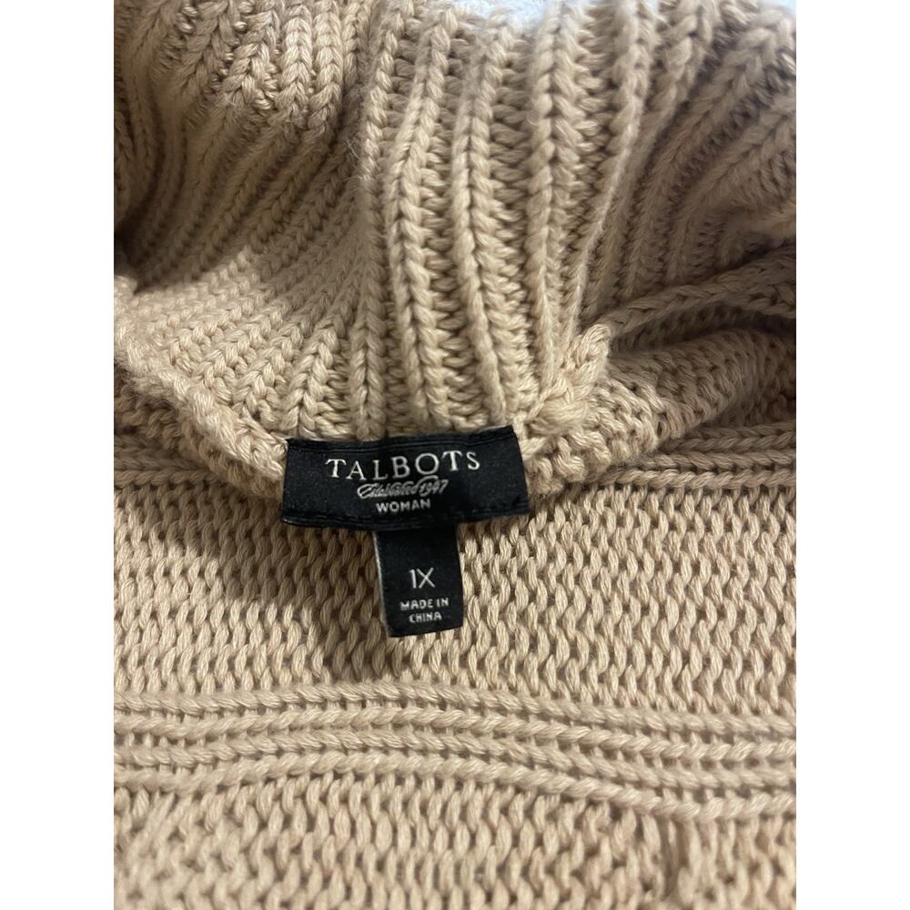 Talbots 100% Cotton Beachy Chunky Cable Knit Fisherman Cardigan Sweater 1X NWOT - Picture 6 of 7